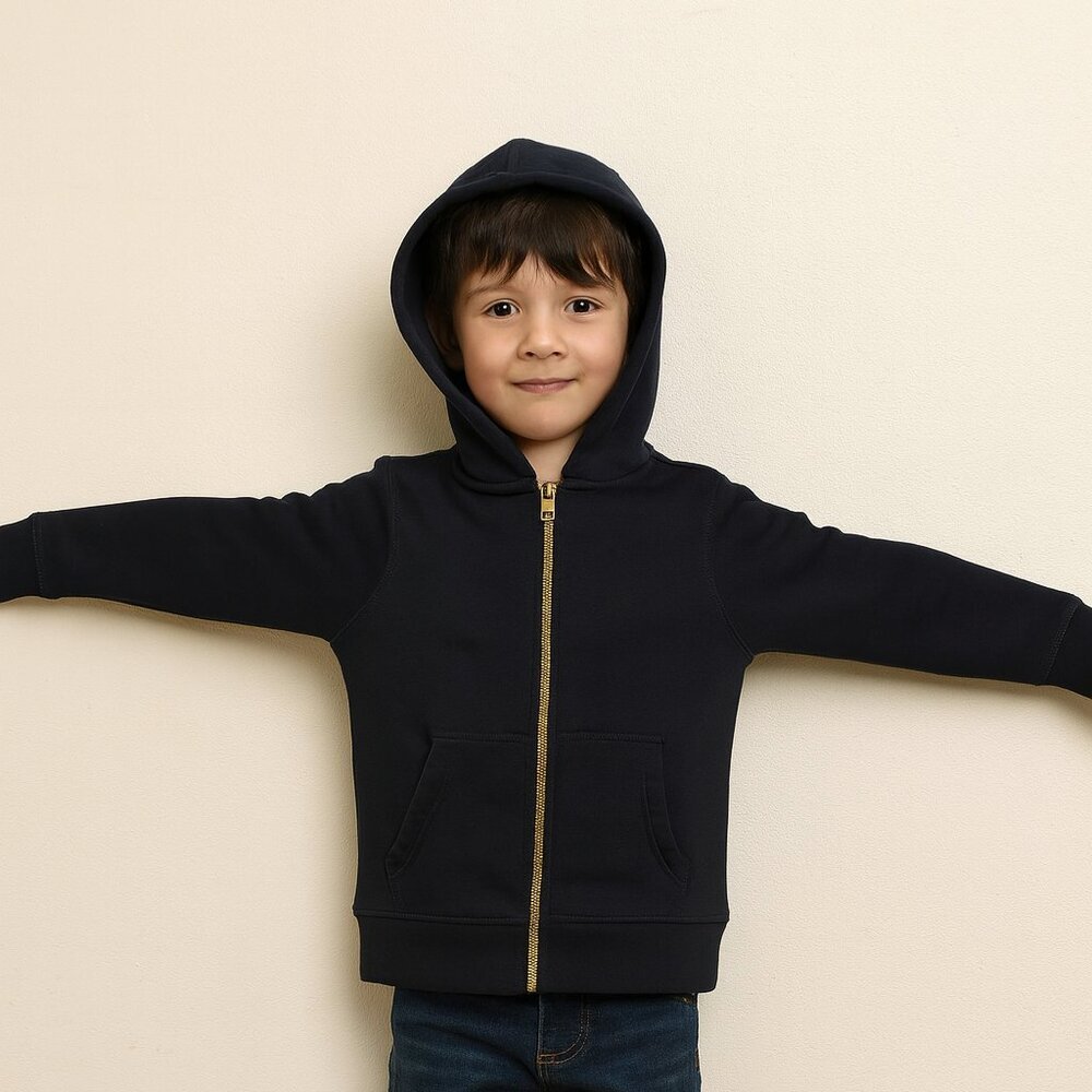 3/$20 Bundle 🌈Dip Black Baby Hoodie with Yellow Zipper (18–24M)